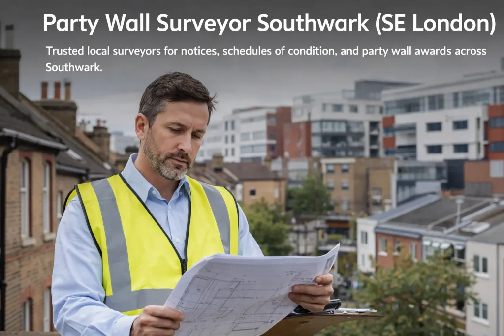 Experienced party wall surveyor Southwark inspecting Victorian terraced property in SE London