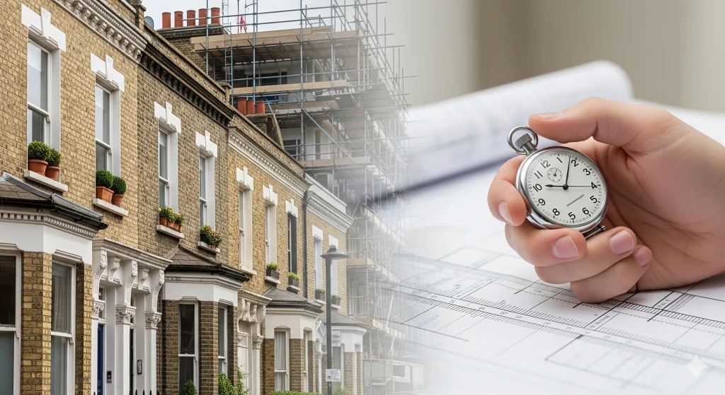 How Long Does a Party Wall Agreement Take in London? Complete Timeline 5 Timeline of a party wall agreement in London showing the statutory notice periods and surveyor appointment stages for a Victorian terraced house renovation.