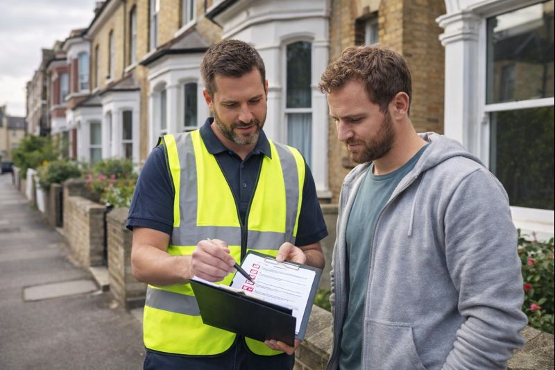 Neighbour ignoring party wall notice and a surveyor explaining next steps in London