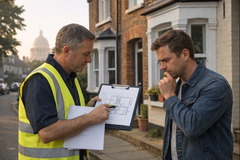 Party Wall Award Appeal Process (14 Day Deadline Guide) 4 Party wall award appeal process in London with surveyor reviewing the award and plans