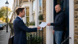 Party wall surveyor serving a party wall notice to a homeowner in London